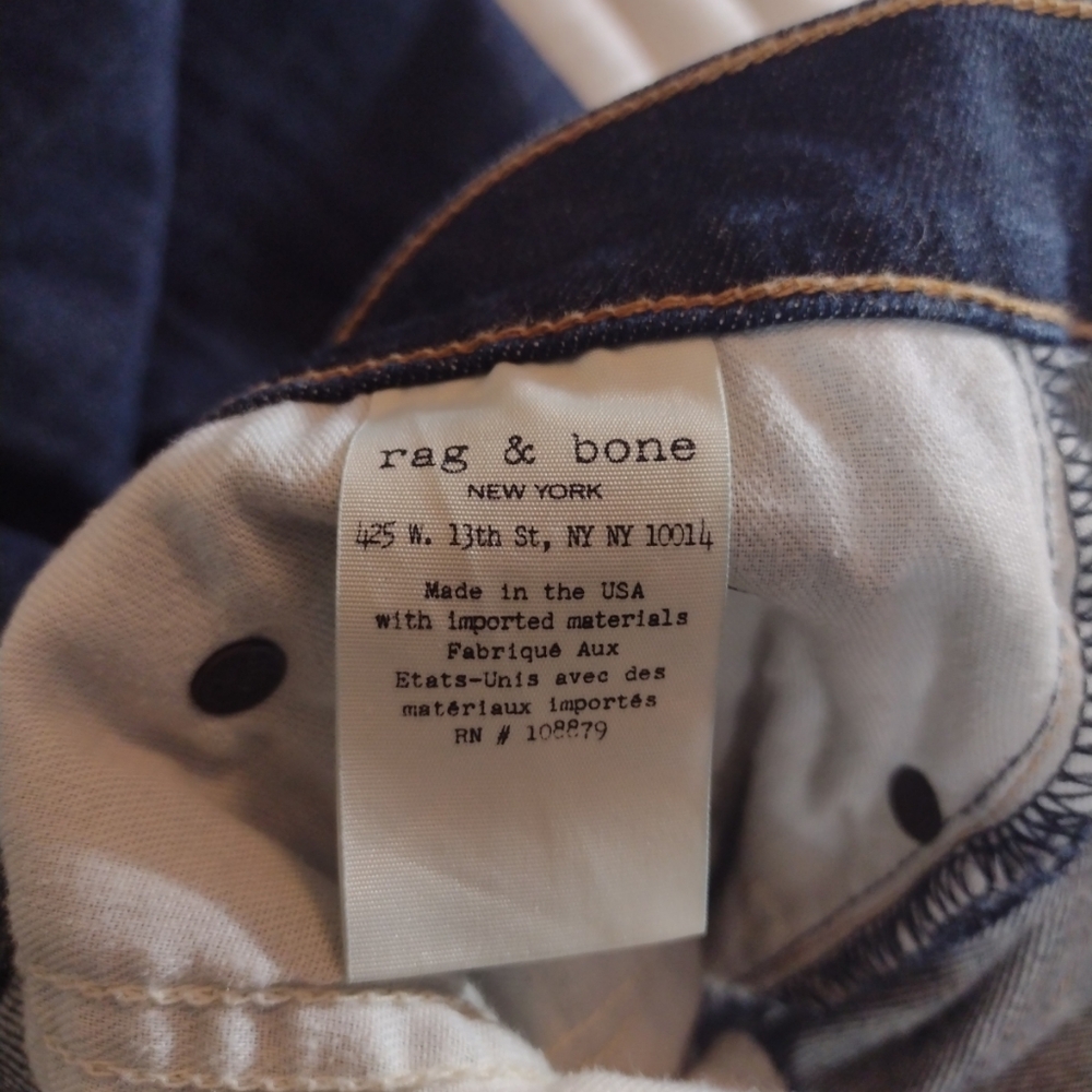 rag & bone Dre Low Rise Boyfriend Jeans Womens 32 Dark Wash/Yesler Frayed Hem - Picture 14 of 15